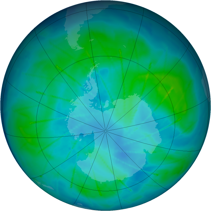 Antarctic ozone map for 11 February 2010
